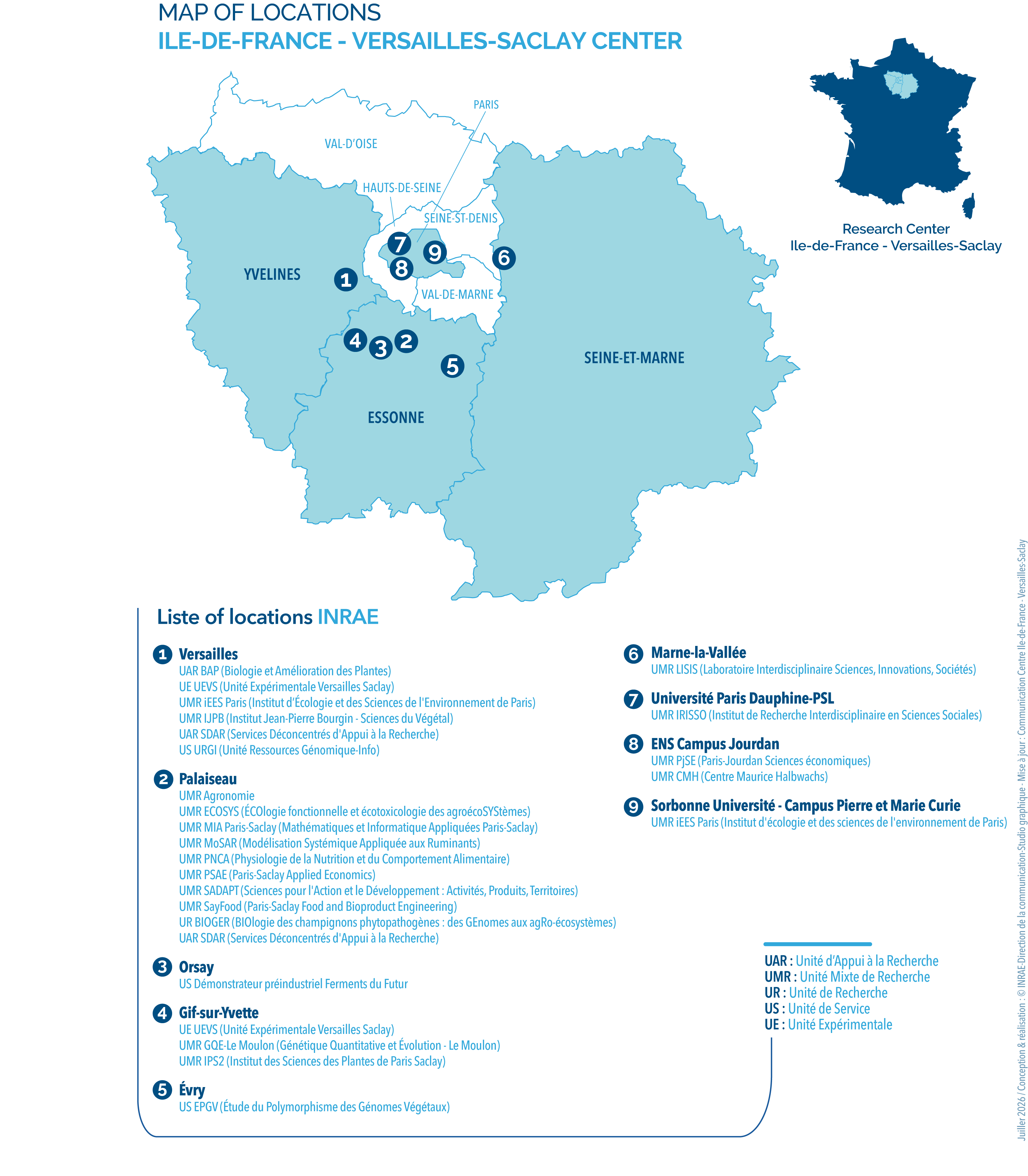 Map of locations Ile-de-France - Versailles-Saclay center