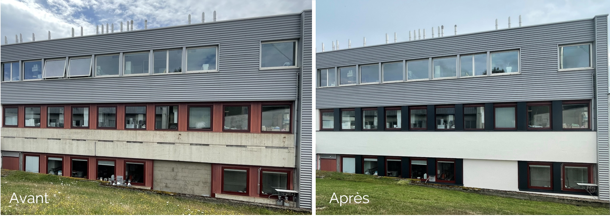 Isolation par l'extérieur d'un bâtiment sur le site de Theix