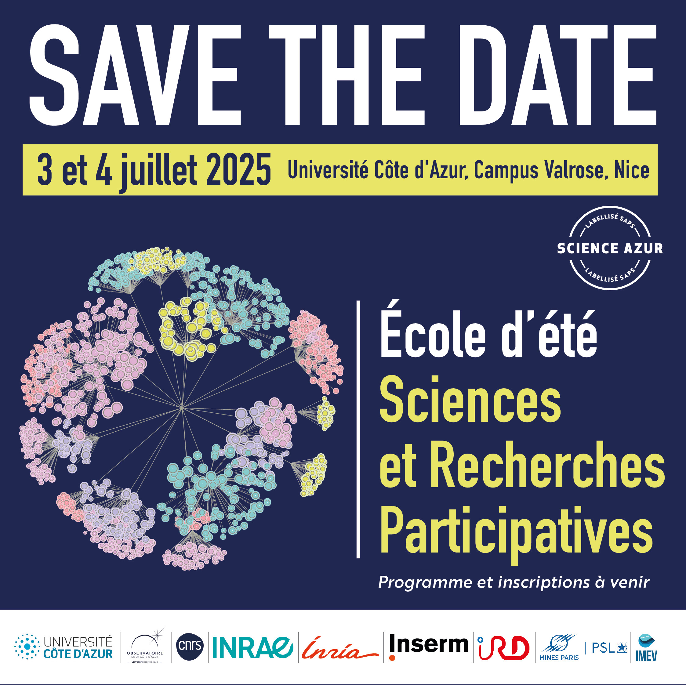 Ecole d'été Sciences et recherches participatives les 3 et 4 juillet 2025 à Nice